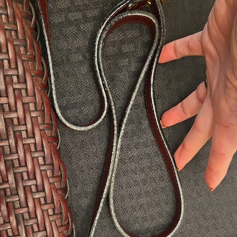 Aigner Burgundy  Woven Leather Crossbody Bag - Picture 9 of 12